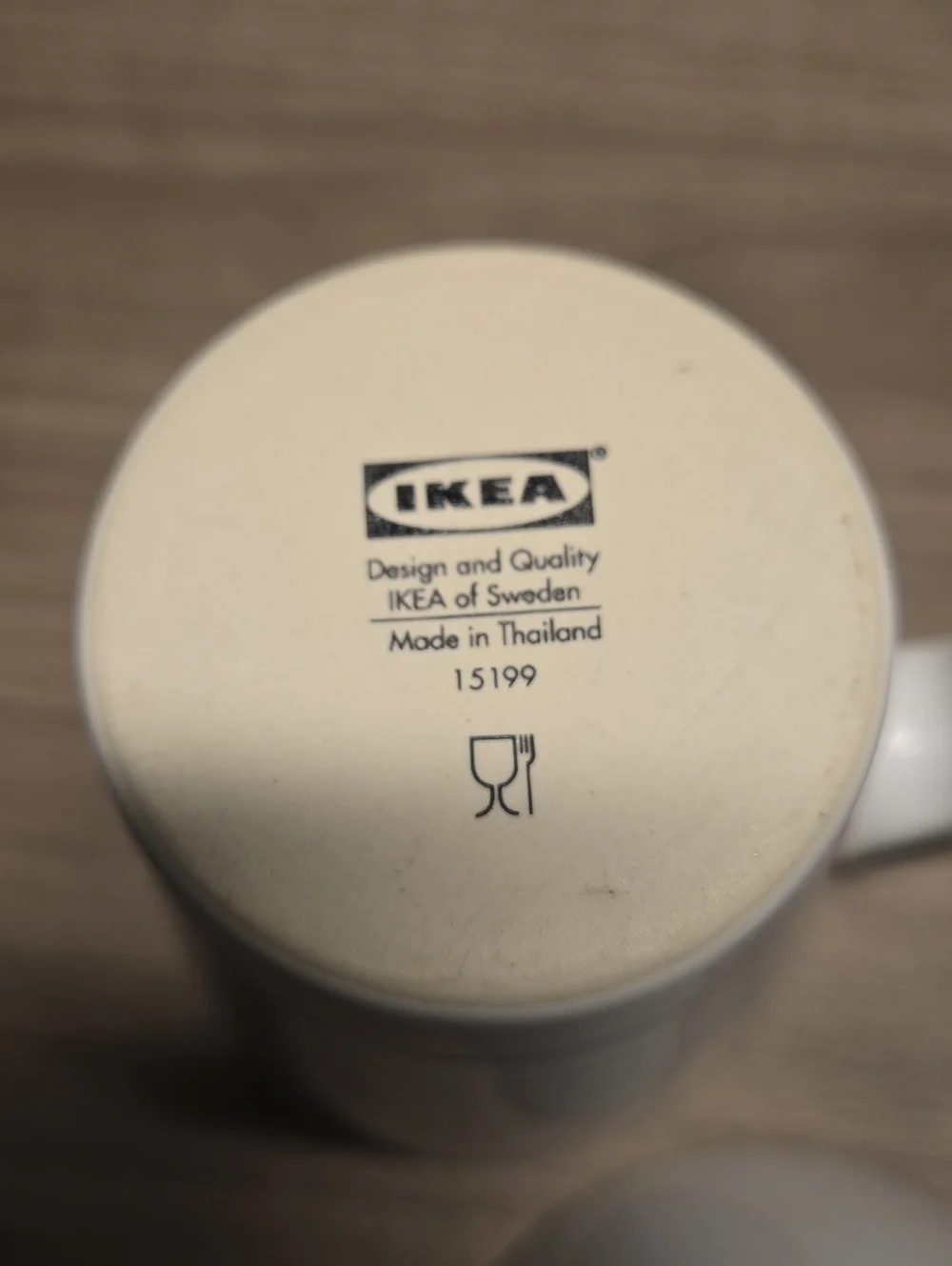 Set of 2 IKEA MUG White W Stripes L Hook Handle Coffee Tea Mugs Cups